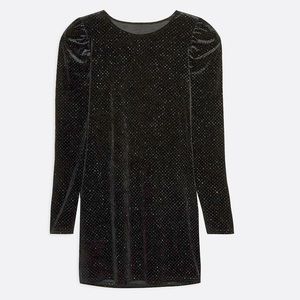 New Black Sparkly Long Sleeve Mini Dress